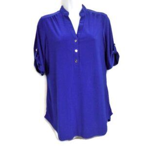 Per Seption Concept Blue V Neck Blouse Top Size 2X